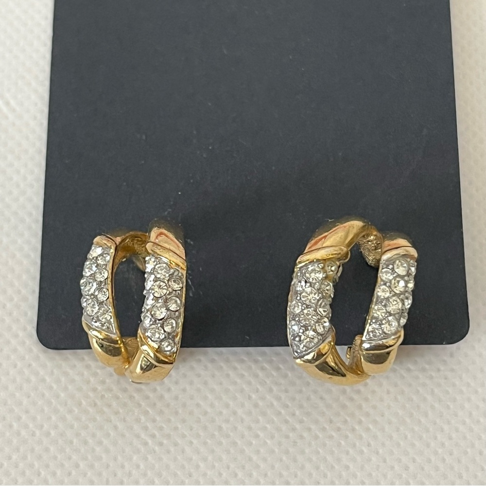 Vintage Givenchy Gold Tone Double Hoop Earrings Clip On